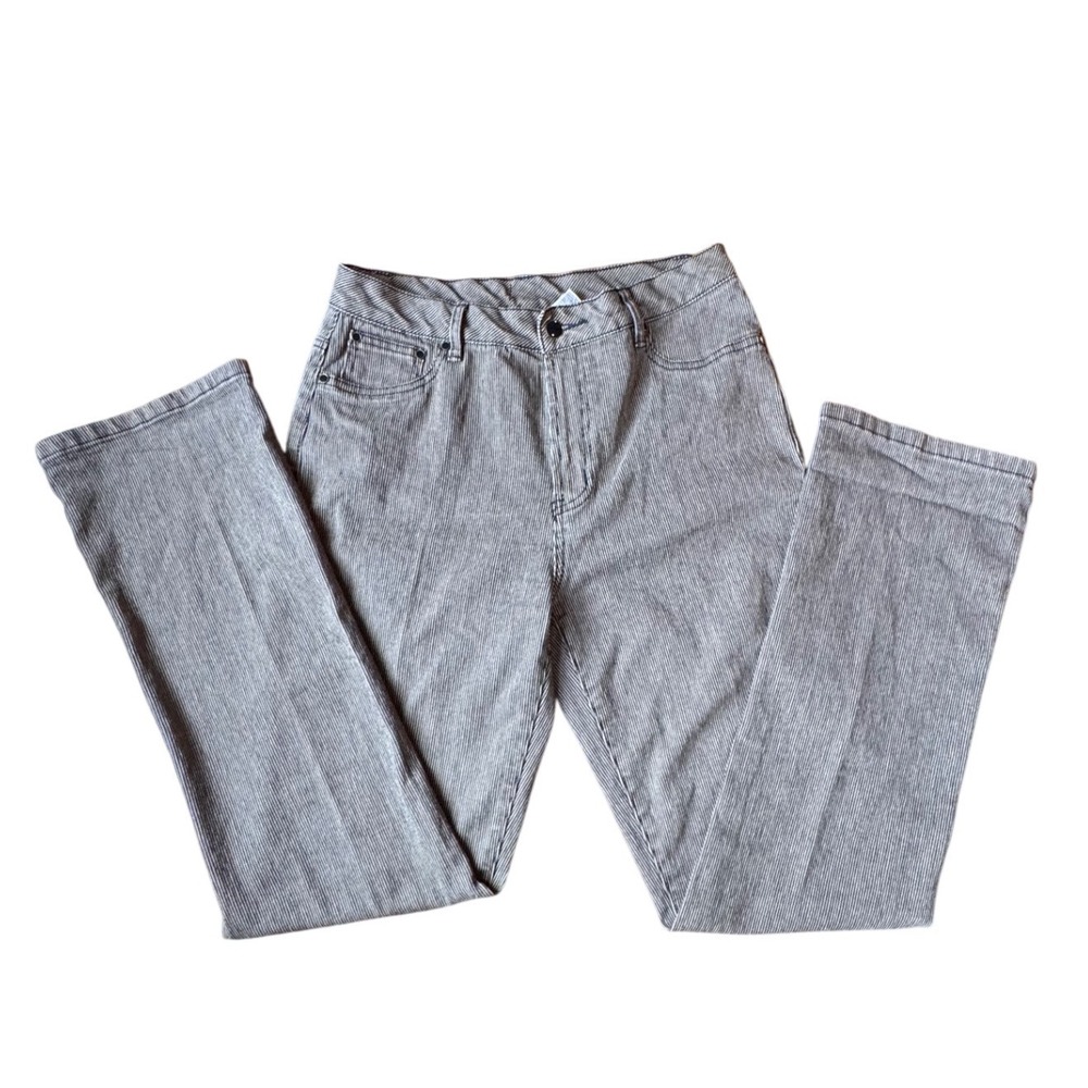 DG2 by Diane Gilman Striped Flare Jeans Womens Size 8 Blue‎ White Stretch Denim